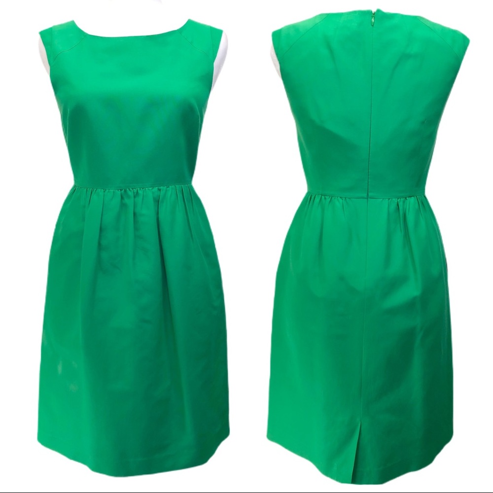 J. CREW Green Cap-sleeve Lined Dress w/Pockets